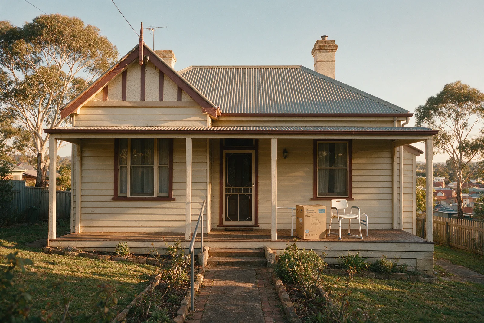 Queanbeyan weatherboard cottage with a verandah and bathroom safety equipment delivered